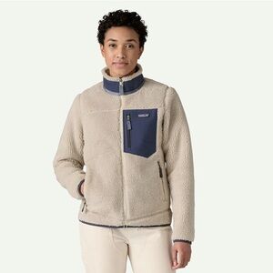 Patagonia Cream and Blue Fleece Jacket